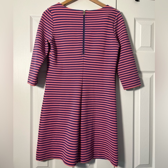 Lilly Pulitzer Coral Navy Striped Dress Sz M - Picture 8 of 9